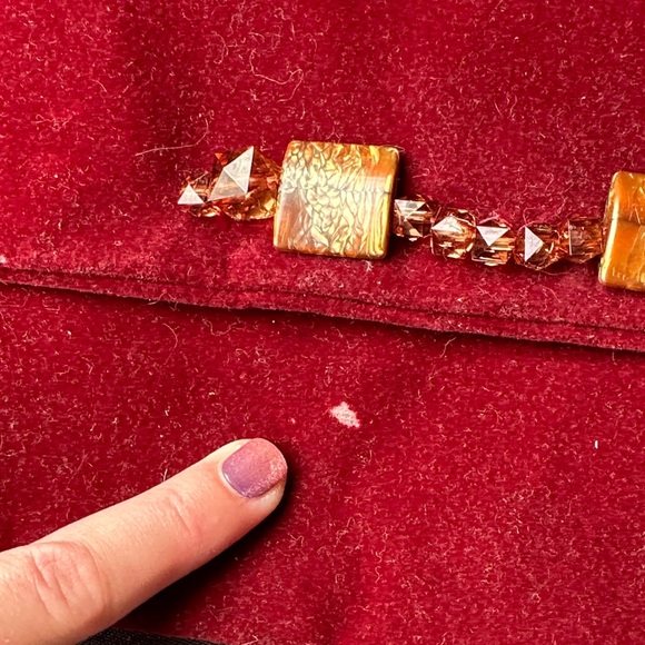 Handmade Red Velvet Top-Handle Women's Purse - Picture 5 of 6